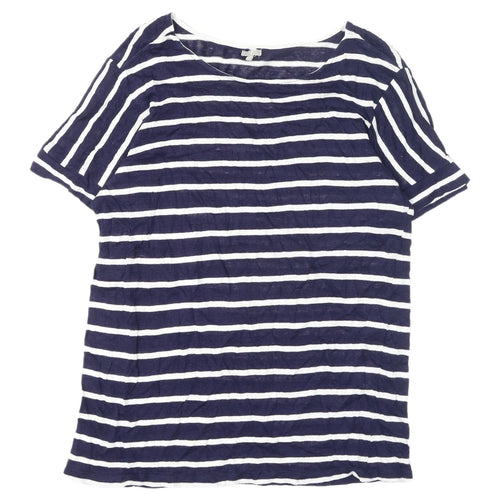 OVS Women's Blue Striped T-Shirt XL Scoop Neck