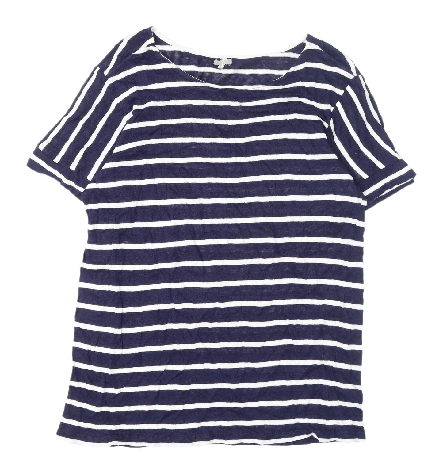 OVS Women's Blue Striped T-Shirt XL Scoop Neck