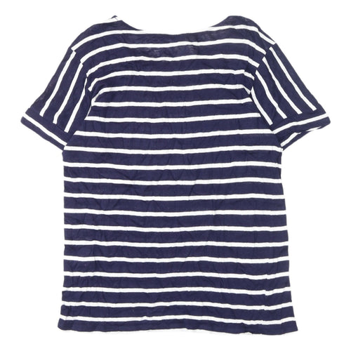 OVS Women's Blue Striped T-Shirt XL Scoop Neck