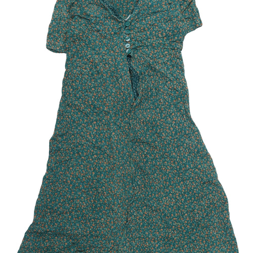 Betsy Lauren Women's Green Floral A-Line Dress, Size 10