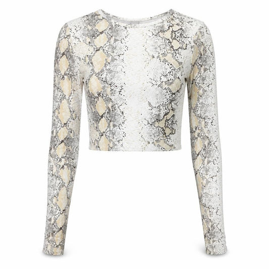 Front view of PRETTYLITTLETHING Women's Snake Print Cropped Top