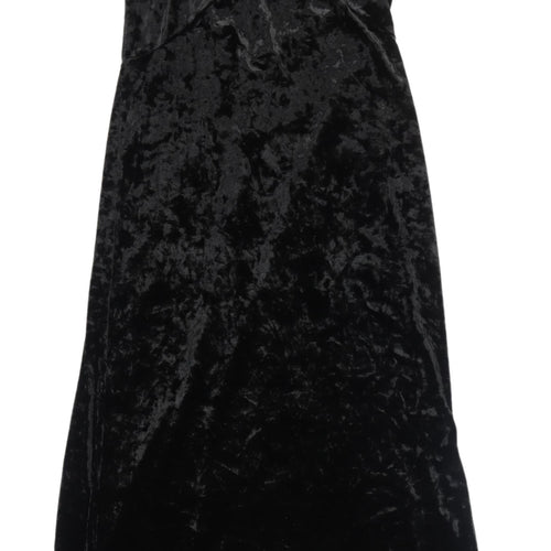 Zexxy Women's Black Velvet Midi Slip Dress M