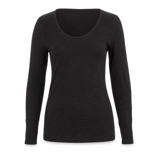 Pour Moi Women's Black Long Sleeve Scoop Neck T-Shirt