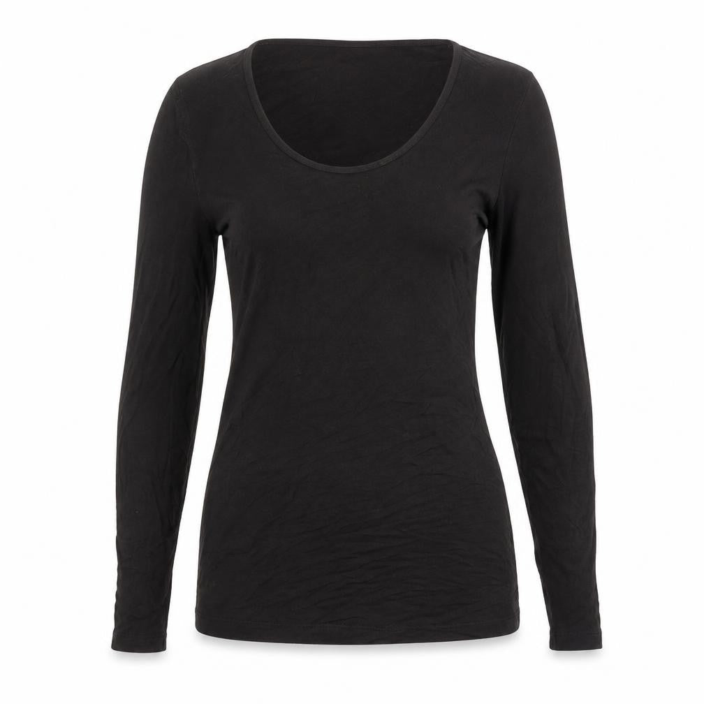 Pour Moi Women's Black Long Sleeve Scoop Neck T-Shirt
