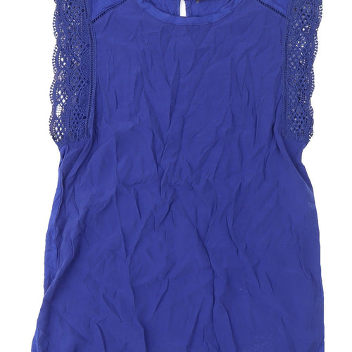Marks and Spencer Women's Blue Lace Sleeve Top Size 8