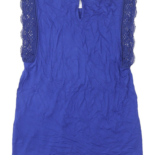 Marks and Spencer Women's Blue Lace Sleeve Top Size 8