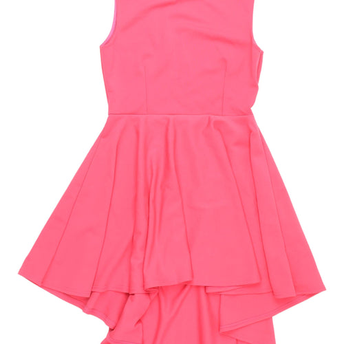 Missi London Pink Hi-Low A-Line Dress UK 12