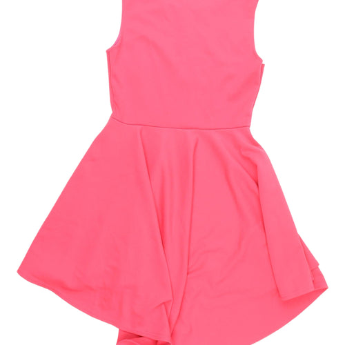 Missi London Pink Hi-Low A-Line Dress UK 12