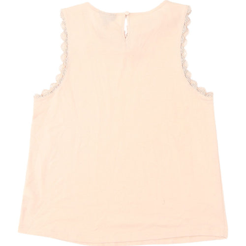 Topshop Beige Lace Trim Sleeveless Blouse Size 10