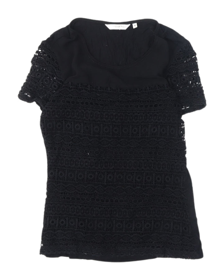 New Look Women's Black Lace Crochet Blouse Size 8