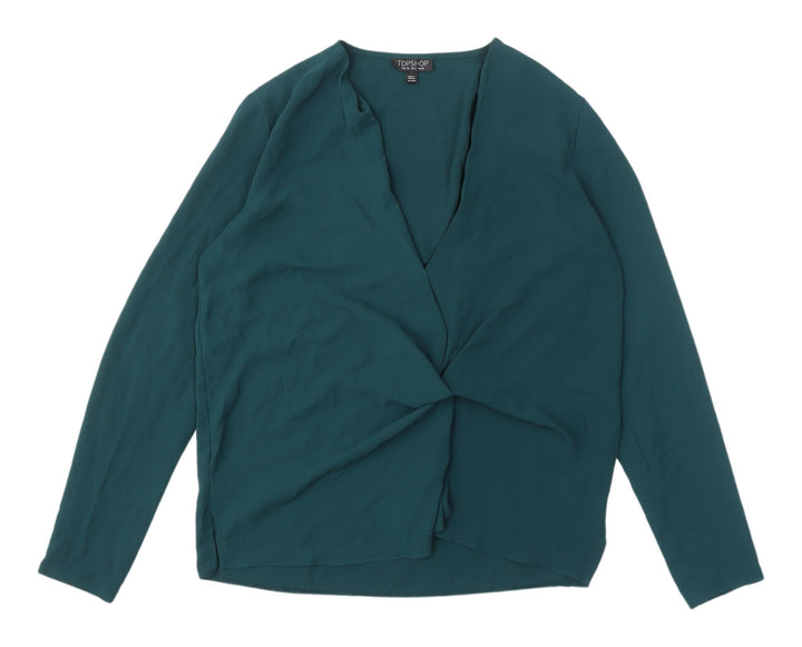 Topshop Women's Green Wrap Blouse Size 10