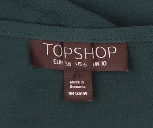 Topshop Women's Green Wrap Blouse Size 10