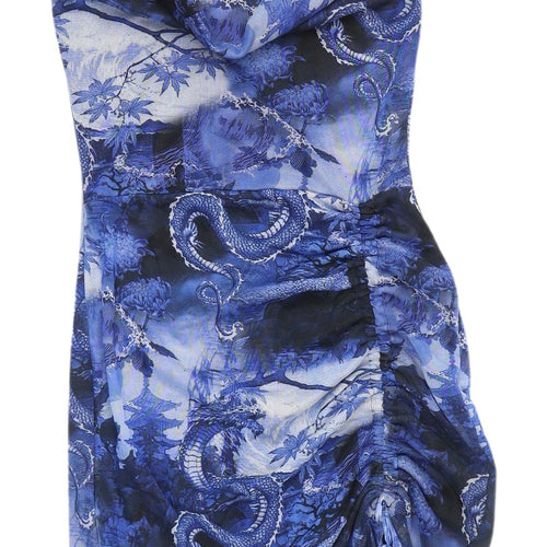 PrettyLittleThing Blue Slip Dress, Cowl Neck, Size 8, Party