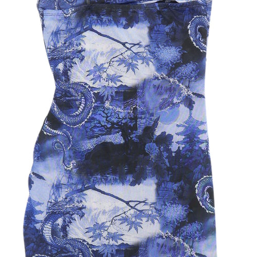 PrettyLittleThing Blue Slip Dress, Cowl Neck, Size 8, Party