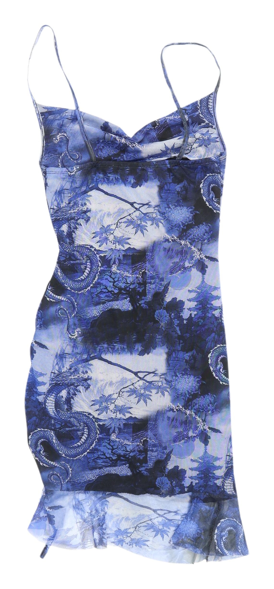 PrettyLittleThing Blue Slip Dress, Cowl Neck, Size 8, Party