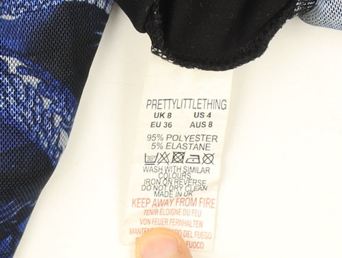 PrettyLittleThing Blue Slip Dress, Cowl Neck, Size 8, Party