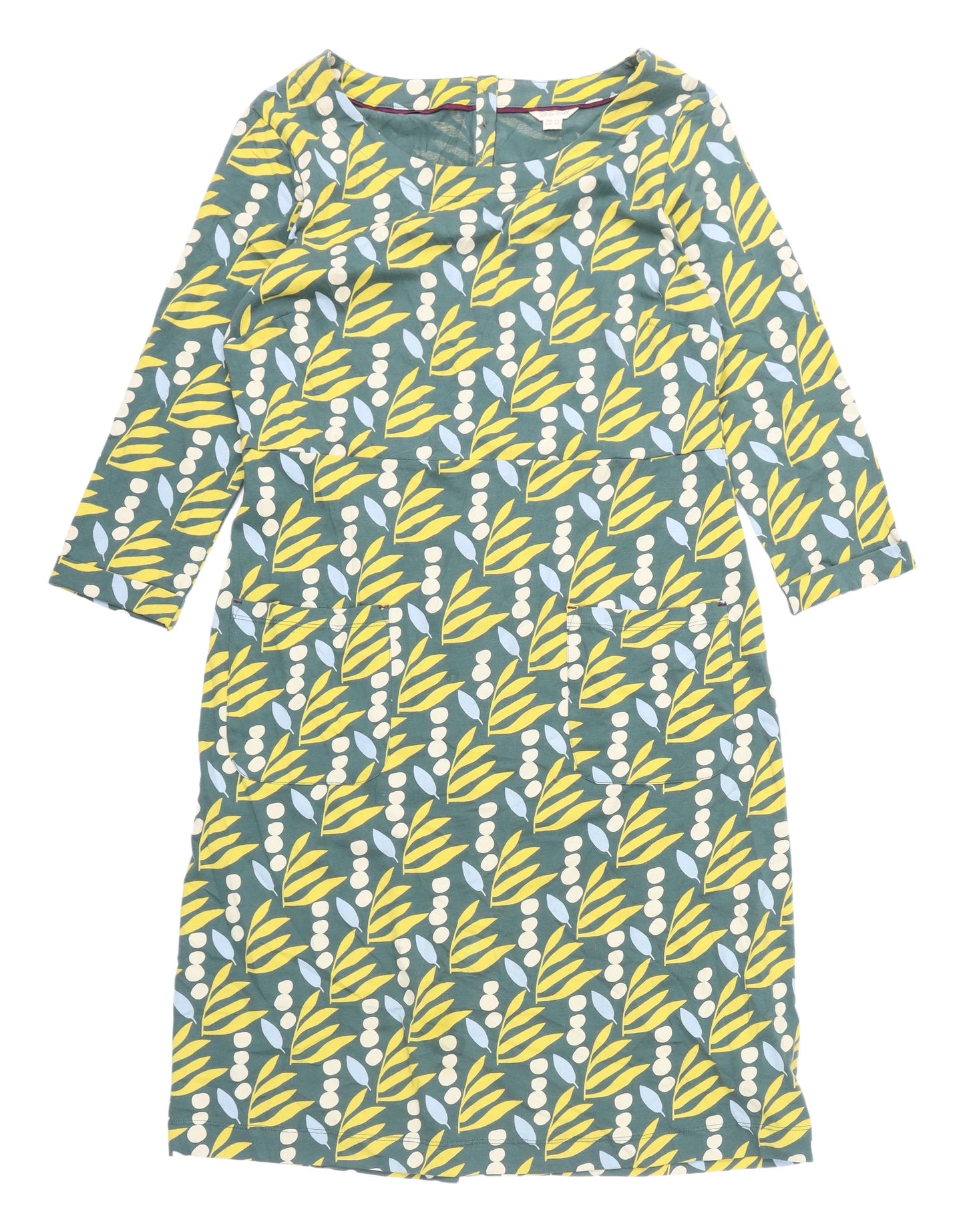 White Stuff Green Geometric UK 14 Shift Dress