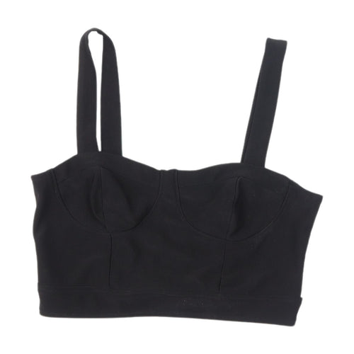 Forever 21 Women's Black Cropped Tank Top, Size L, Zip Detail