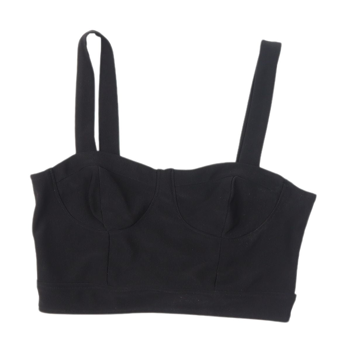 Forever 21 Women's Black Cropped Tank Top, Size L, Zip Detail