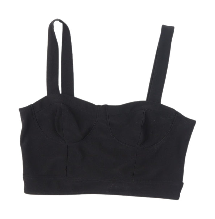 Forever 21 Women's Black Cropped Tank Top, Size L, Zip Detail