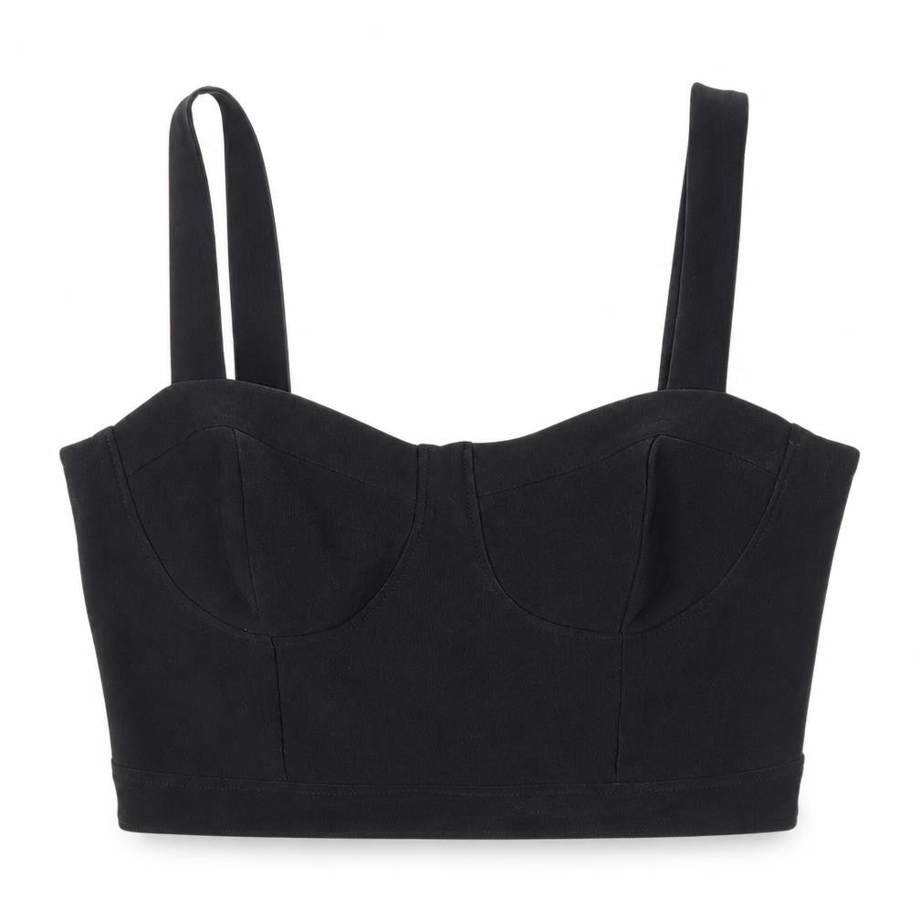 Forever 21 Women's Black Cropped Tank Top, Size L, Zip Detail