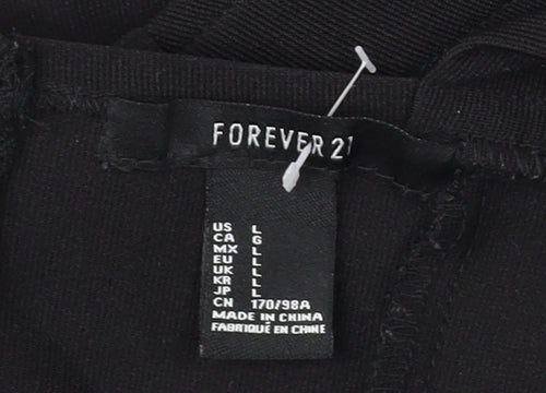 Forever 21 Women's Black Cropped Tank Top, Size L, Zip Detail