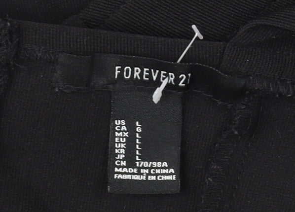 Forever 21 Women's Black Cropped Tank Top, Size L, Zip Detail