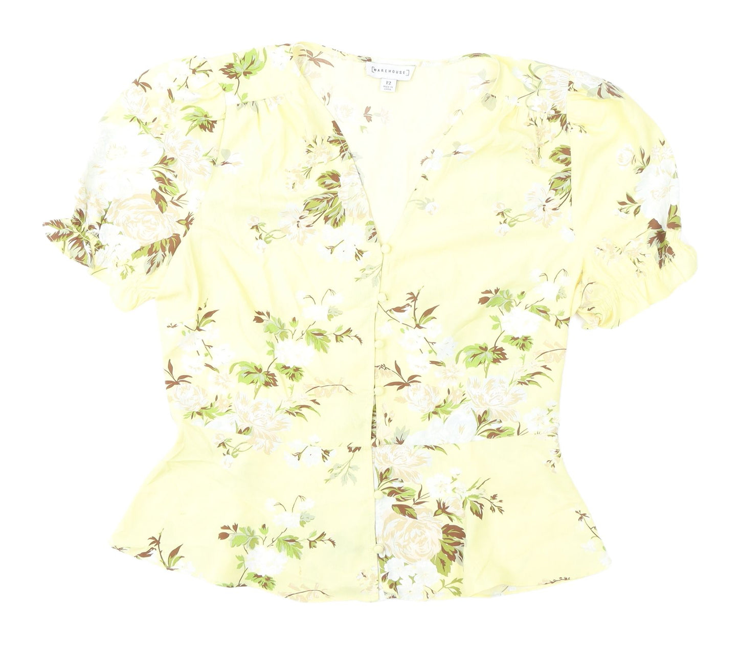 Warehouse Women's Floral Blouse in Yellow - Size 12