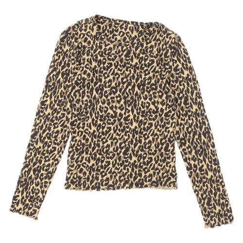 Marks and Spencer Beige Animal Print Blouse, Size 8