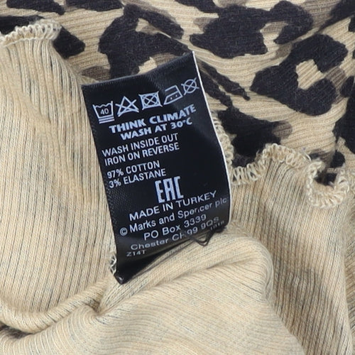 Marks and Spencer Beige Animal Print Blouse, Size 8
