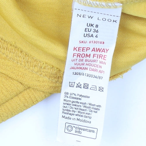 New Look Women's Yellow Pinafore Dress - Size 8