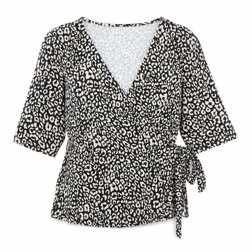 Front view of Oasis Women's Multicoloured Wrap Blouse, size S