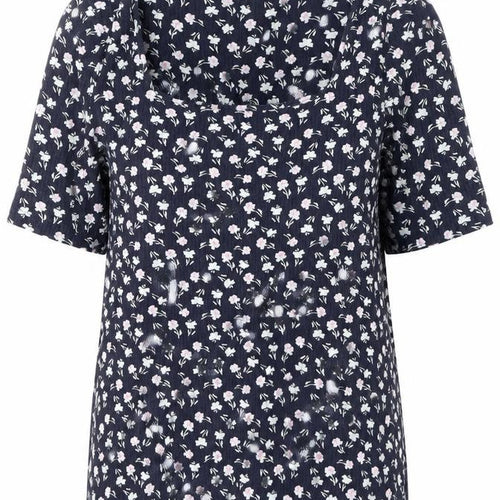 Marks and Spencer Women's Blue Floral T-Shirt - Size 12