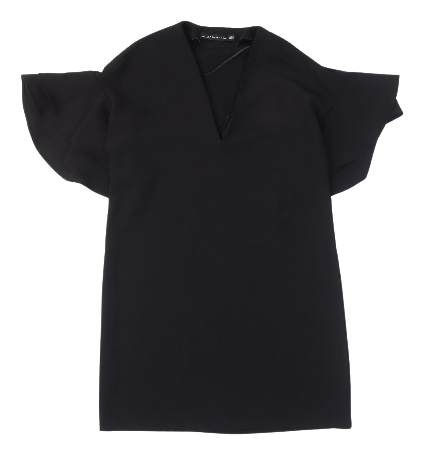 Zara Woman Black Shift Dress, XS, Short Sleeve, V-Neck
