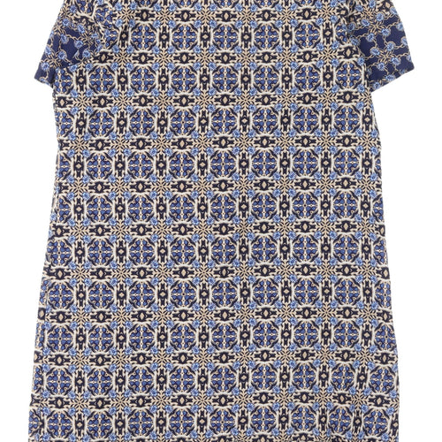 New Look Women's Blue Geometric Shift Dress, Size 14