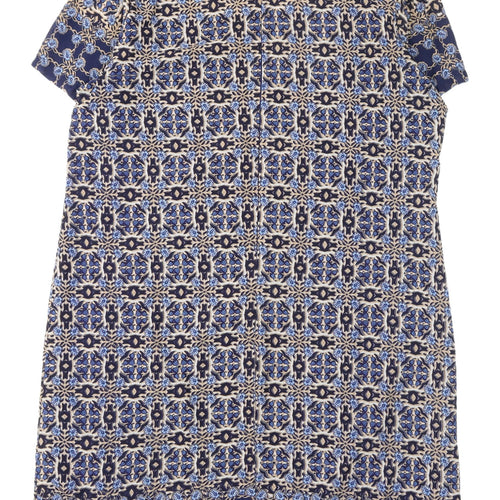 New Look Women's Blue Geometric Shift Dress, Size 14
