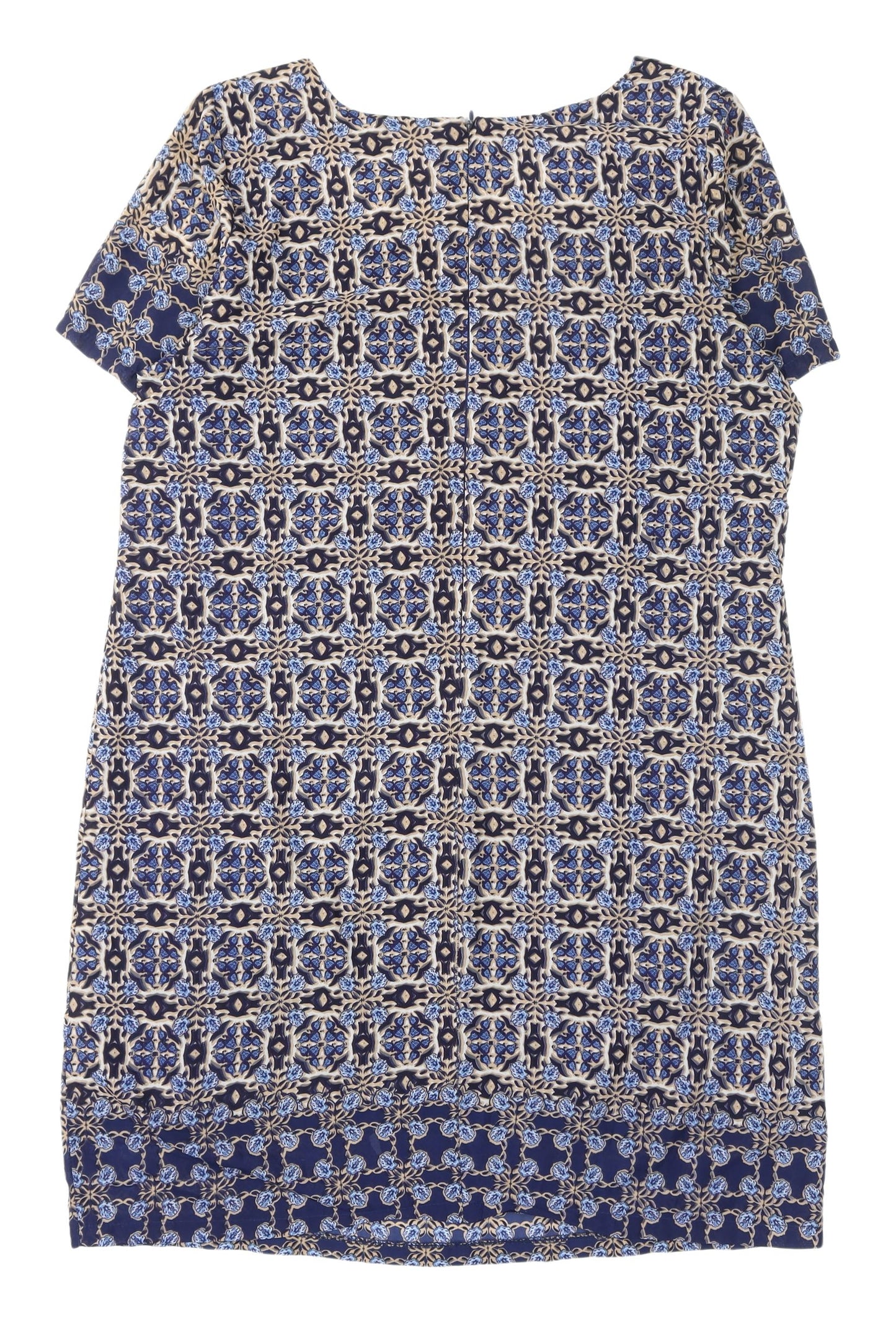 New Look Women's Blue Geometric Shift Dress, Size 14
