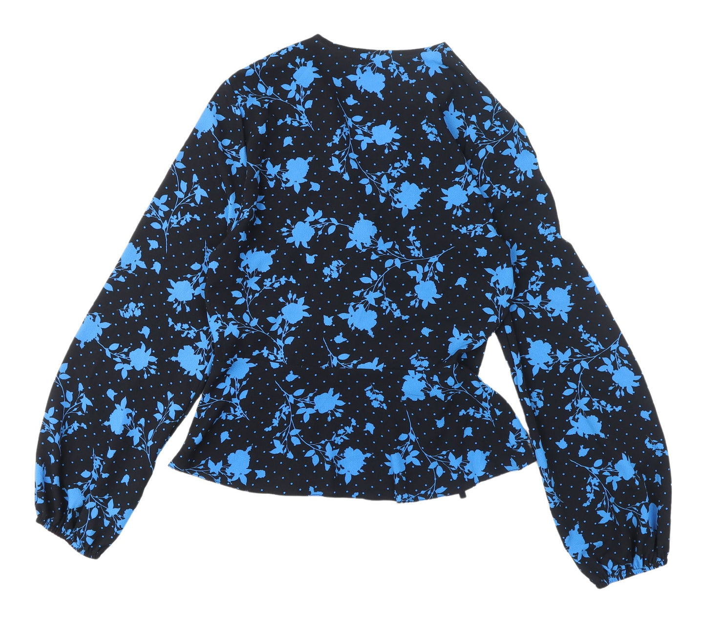 Red Herring Women's Floral Cropped Blouse Black Blue