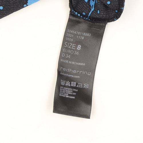Red Herring Women's Floral Cropped Blouse Black Blue