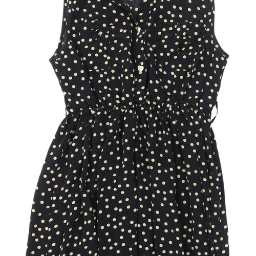 Miso Women's Black Polka Dot Shirt Dress - S