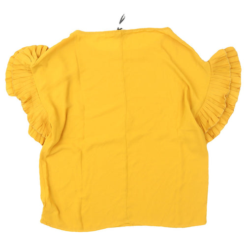 Avon Women's Yellow Ruffle Blouse, Size 6, Casual Summer Top