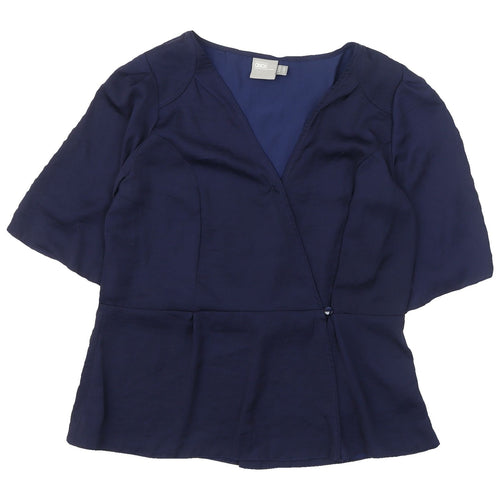 ASOS Women's Blue Wrap Blouse V-Neck UK 10