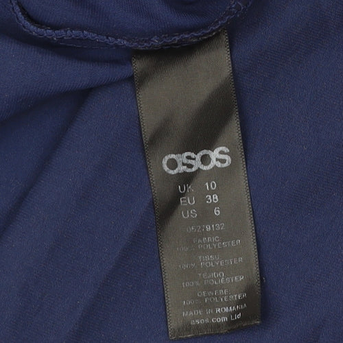 ASOS Women's Blue Wrap Blouse V-Neck UK 10