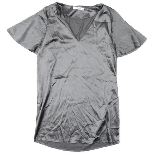 Missguided Women's Grey V-Neck Short Sleeve Dress