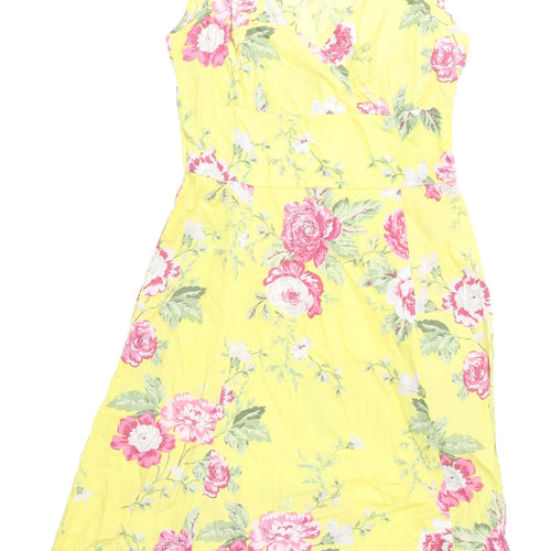 Joules Women's Yellow Floral A-Line Dress Size 12