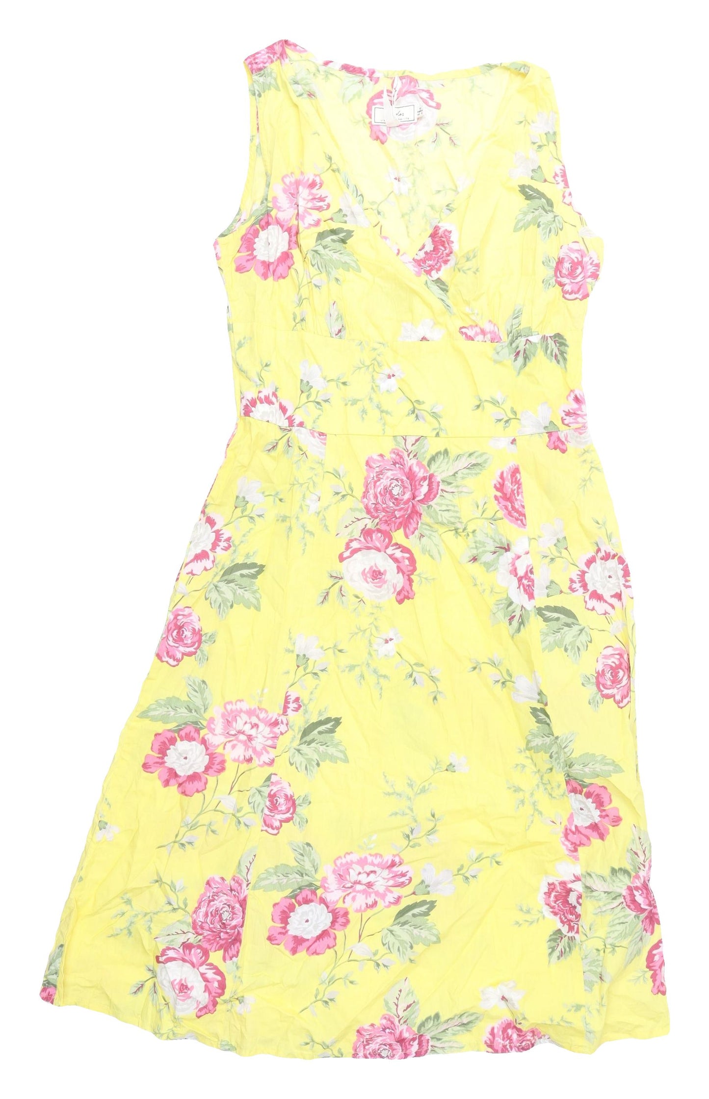 Joules Women's Yellow Floral A-Line Dress Size 12