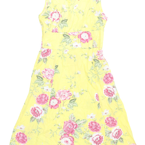 Joules Women's Yellow Floral A-Line Dress Size 12
