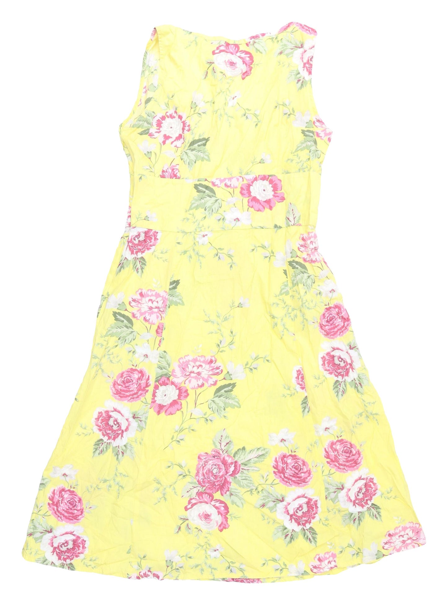 Joules Women's Yellow Floral A-Line Dress Size 12