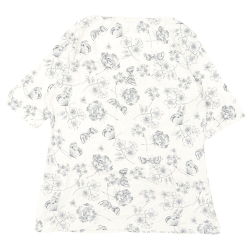 Marks and Spencer Women's Ivory Floral T-Shirt, Size 14