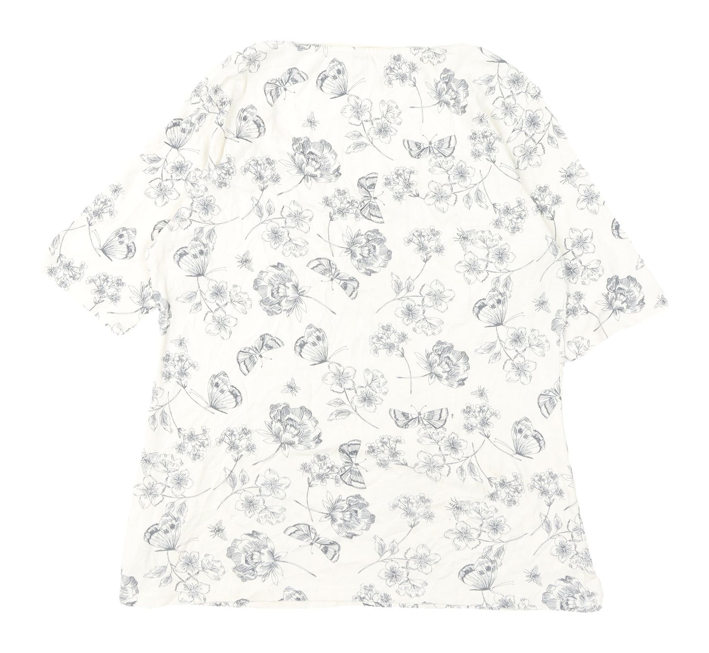 Marks and Spencer Women's Ivory Floral T-Shirt, Size 14